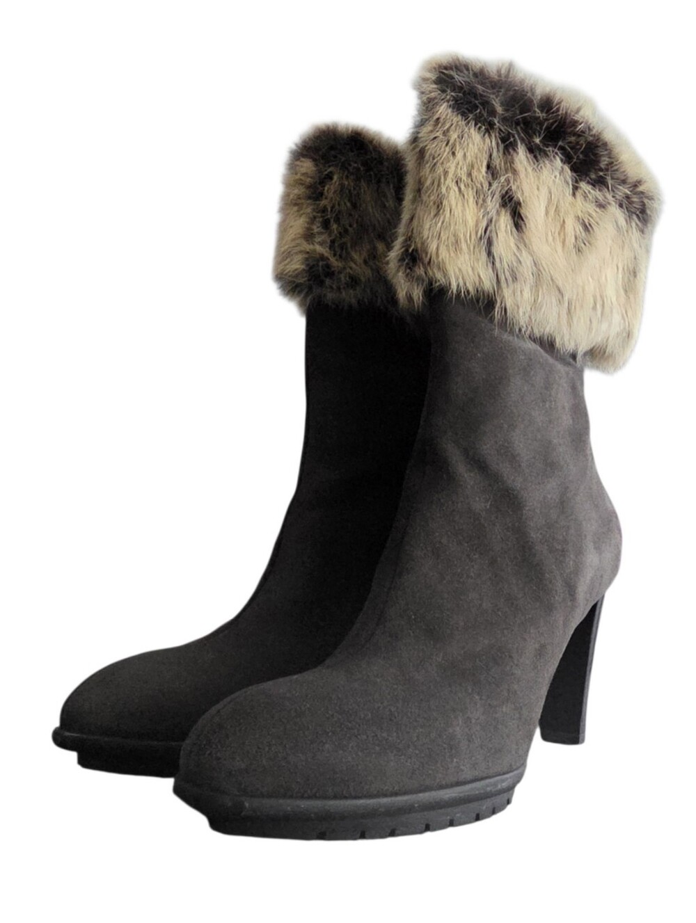 Aquatalia Prince Block Heel Mid Calf Suede Boots Women's Size 9.5 Gray